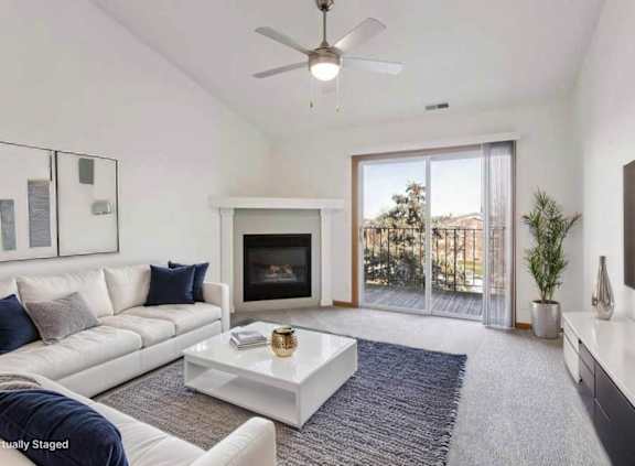  Spacious two-bedroom apartment with kitchen and living space.