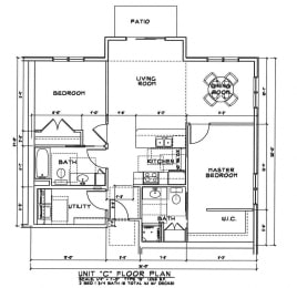  Floor Plan 2 Bedroom 1.75 Bath