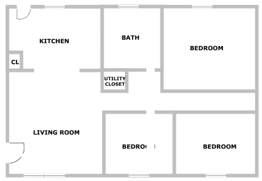  Floor Plan 3 Bed 1 Bath