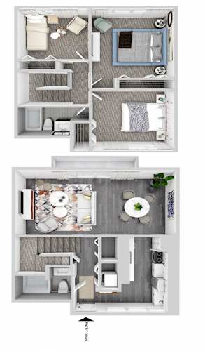 Floor Plan  3 Bedroom Townhome Newly Remodeled