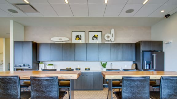 expansive kitchen and ice machine in elevation lounge at The Grand, Missouri