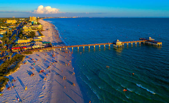 an aerial view of the destin pier and beach at Cypress Legends, Fort Myers, 33905