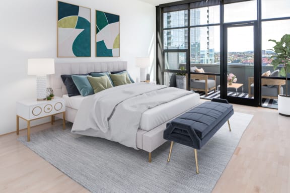 Bedroom, With Balcony at The Wyatt, Portland, 97209