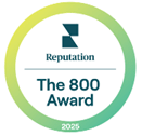A circular logo with the text "Reputation The 800 Award 2026".