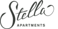 A black and white image of a stylized text that reads "Stella Apartments".