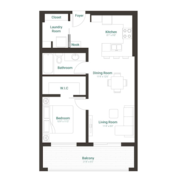 A floor plan of a house with a living room, dining room, kitchen, and several bedrooms.