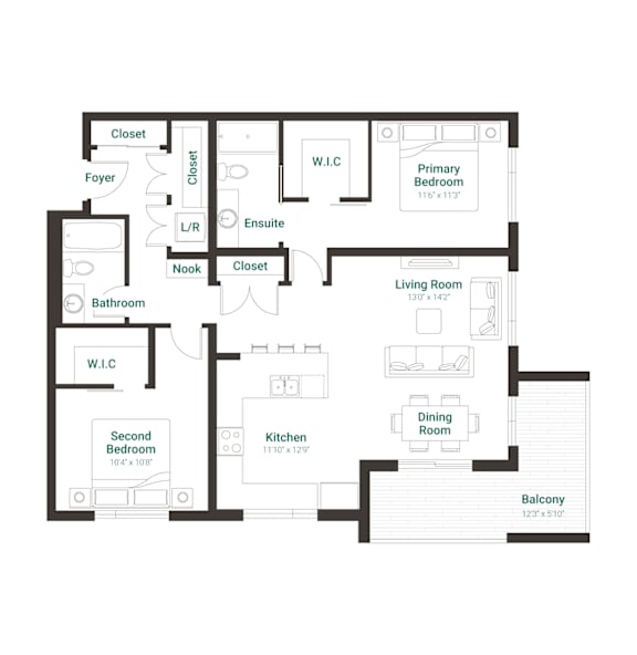 A black and white diagram of a house layout with labeled rooms.