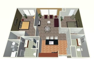 2 bed apartment-2 Bed P floor plan at Midtown Crossing Apartments in midtown Omaha NE 68131