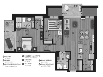 Floor Plan  2 bedroom 2 bathroom apartment floor plan at La Voile Pointe-Claire in Pointe Claire, QC