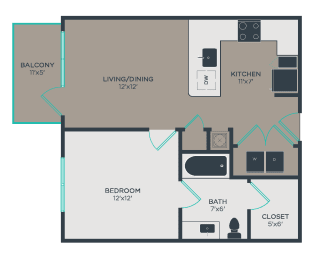 A1 Floor Plan at Link Apartments® Glenwood South, Raleigh