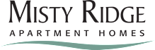 The image is a logo for Misty Ridge Apartment Homes.