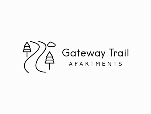 A black and white image of a logo for Gateway Trail Apartments.