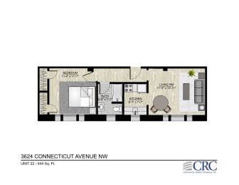  Floor Plan 1 BR - D
