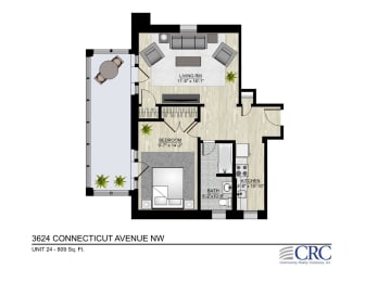  Floor Plan 1 BR - F