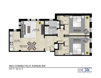  Floor Plan 2 BR - B