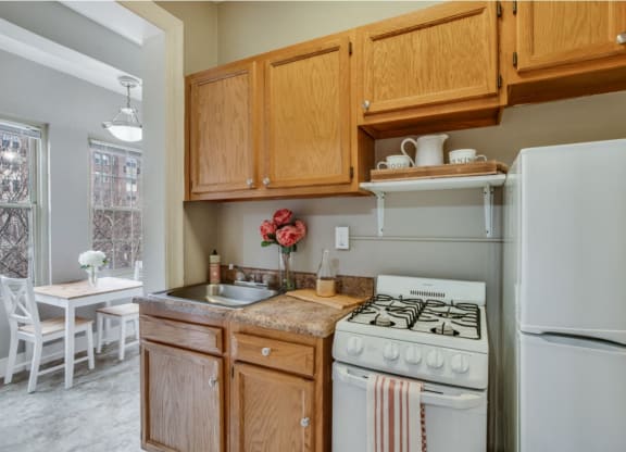 Classic one-bedroom kitchen (staged) at Belvedere, Washington, 20005