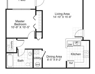 Ardenne Apartments one bed one bath 671 sqft w/ patio