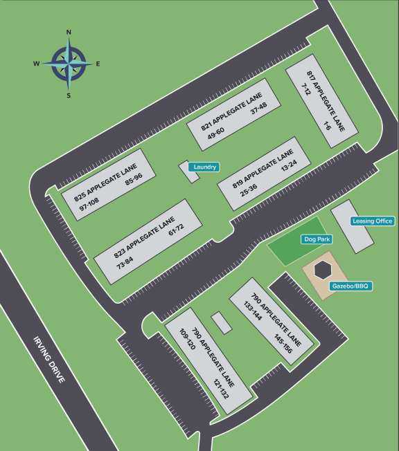 a site plan of a campus with a parking lot and a ship