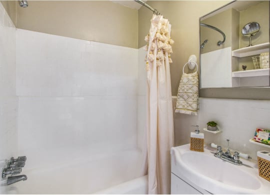 One-bedroom bathroom (staged) at Belvedere, Washington, DC