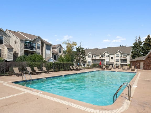 Resort-style pool and sundeck at Fox Valley Villages
