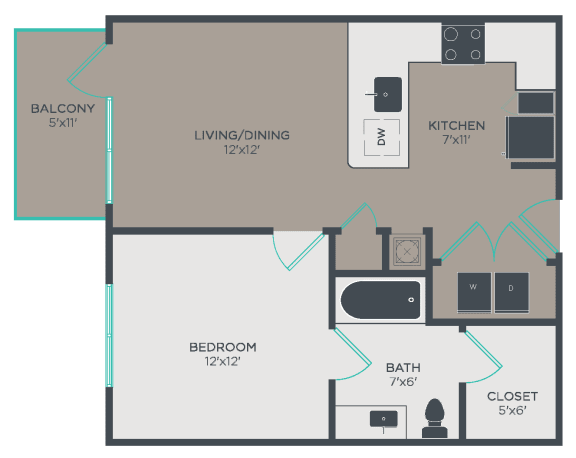 A1-M1 Floor Plan at Link Apartments&#xAE; Glenwood South, North Carolina, 27603