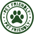 A green stamp that says Pet Friendly.