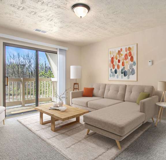 Living Room at Old Farm Apartments, Elkhart, Indiana