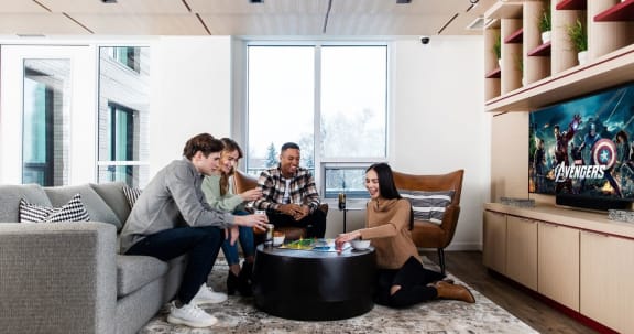 People in a Living Room at Southpark on Whyte, Edmonton