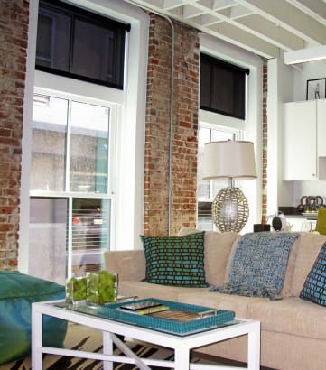 Living room with couch at The Lofts at Union Alley
