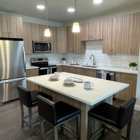 a kitchen apartment in Middleton, WI with a granite counter top