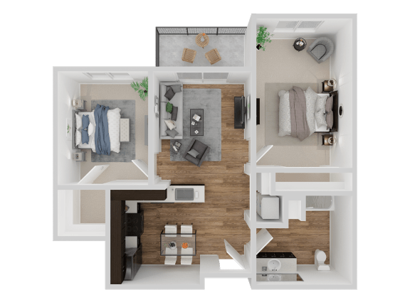 Floor Plan  2 bed 2 bath A at VINTAGE AT MILL CREEK, Mill Creek, 98012