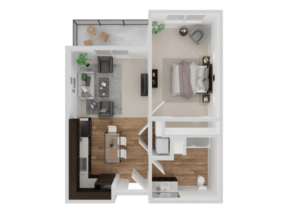Floor Plan  1 bed 1 bath A at VINTAGE AT MILL CREEK, Mill Creek, WA, 98012