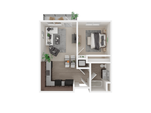 Floor Plan  1 bed 1 bath at VINTAGE AT LAKEWOOD SENIORS Apartments, Marysville, Washington