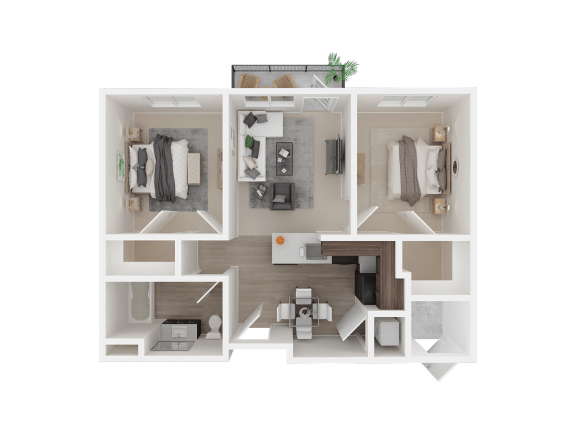 Floor Plan  2 bed 1 bath at VINTAGE AT LAKEWOOD SENIORS Apartments, Marysville, Washington, 98271
