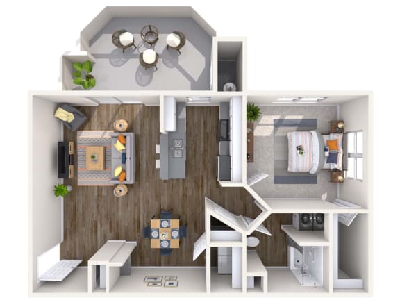 Pearl Renovated 3D Floor Plan at Biscayne Bay Apartments, Chandler