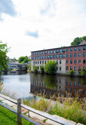 a view of the mill from across the river