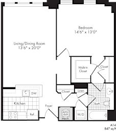 1 bedroom apartment with walk-in closet for rent in baltimore