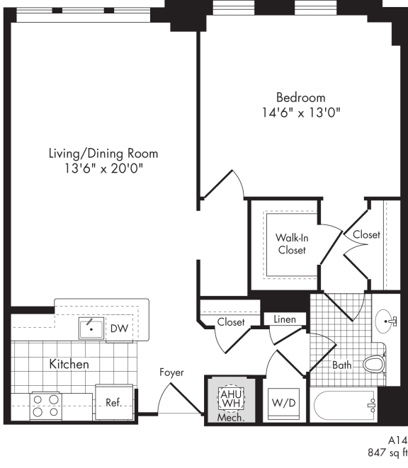 1 bedroom apartment with walk-in closet for rent in baltimore
