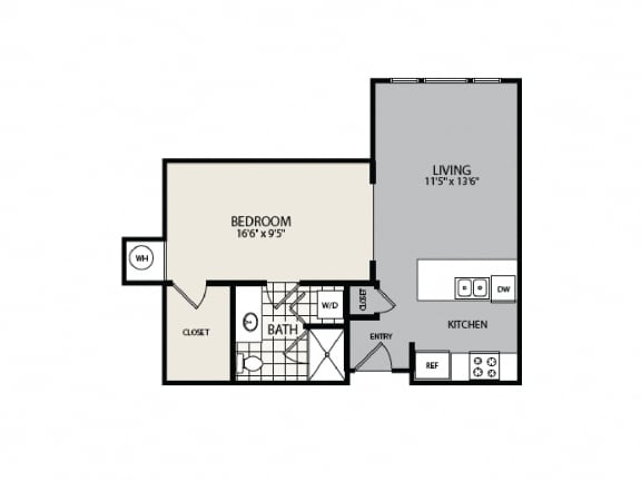 Floor Plan  S1 Studio Apartment Floor Plan - 2828 Zuni - LoHi Denver