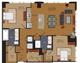L6 Floor Plan at The Millennium, Virginia, 22202