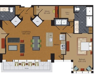 D1 Floor Plan at The Millennium, Arlington, 22202
