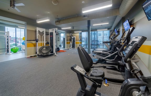 Fitness Room Gym at Seleno at Bridge Street, Huntsville, Alabama