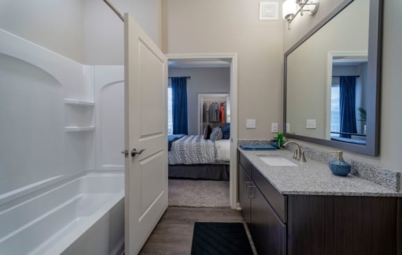 Model Bathroom at Seleno at Bridge Street, Huntsville, Alabama