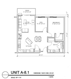  Floor Plan 1 Bedroom 1 Bathroom Plus Den