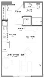 Floor Plan  Scout studio one bathroom floor plan at The Flats at Shadow Creek