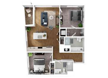 BLVD at Revere Beach - B5 - 2 bedroom - 2 bath - 3D