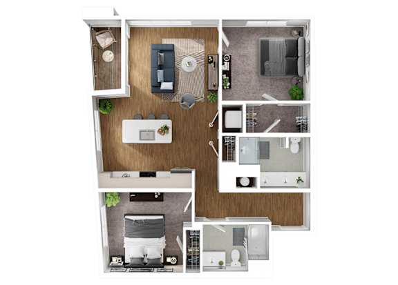 BLVD at Revere Beach - B5 - 2 bedroom - 2 bath - 3D