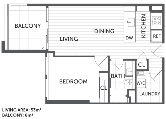 Floor Plan  1G - 1Bed 1 Bath - The Briscoe by Kinleaf