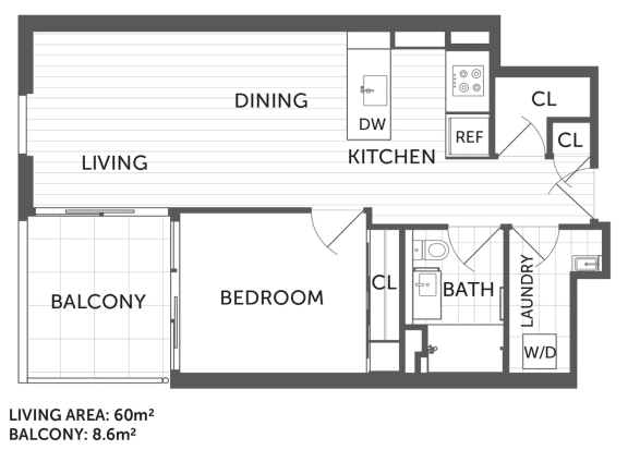 Floor Plan  1L - 1Bed 1 Bath - The Briscoe by Kinleaf