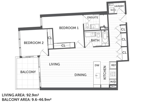 Floor Plan  2I - 2Bed_1Bath - The Briscoe by Kinleaf